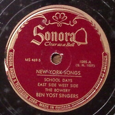 BEN YOST SINGERS  IRISH SONGS / NEW YORK SONGS  SONORA RECORDS  78 RPM 187 picture