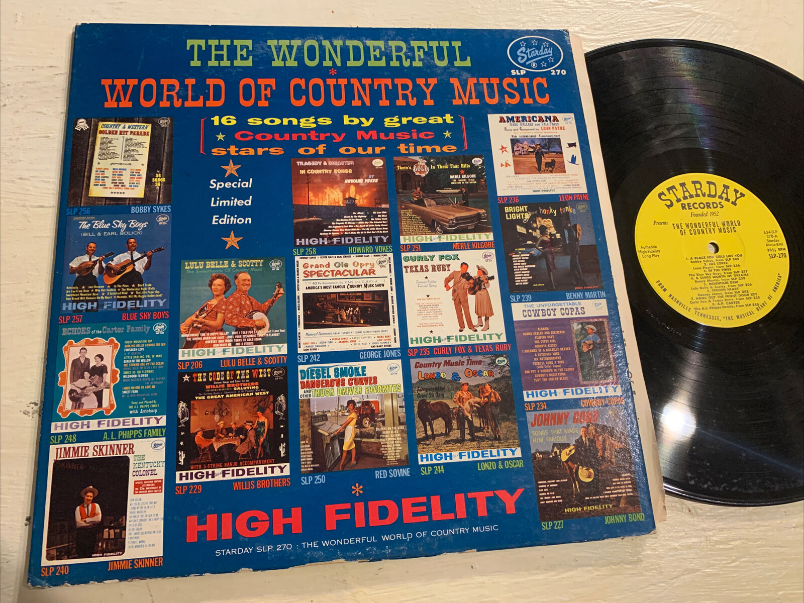 The Wonderful World Of Country Music Starday Various Sampler LP Bluegrass VG+