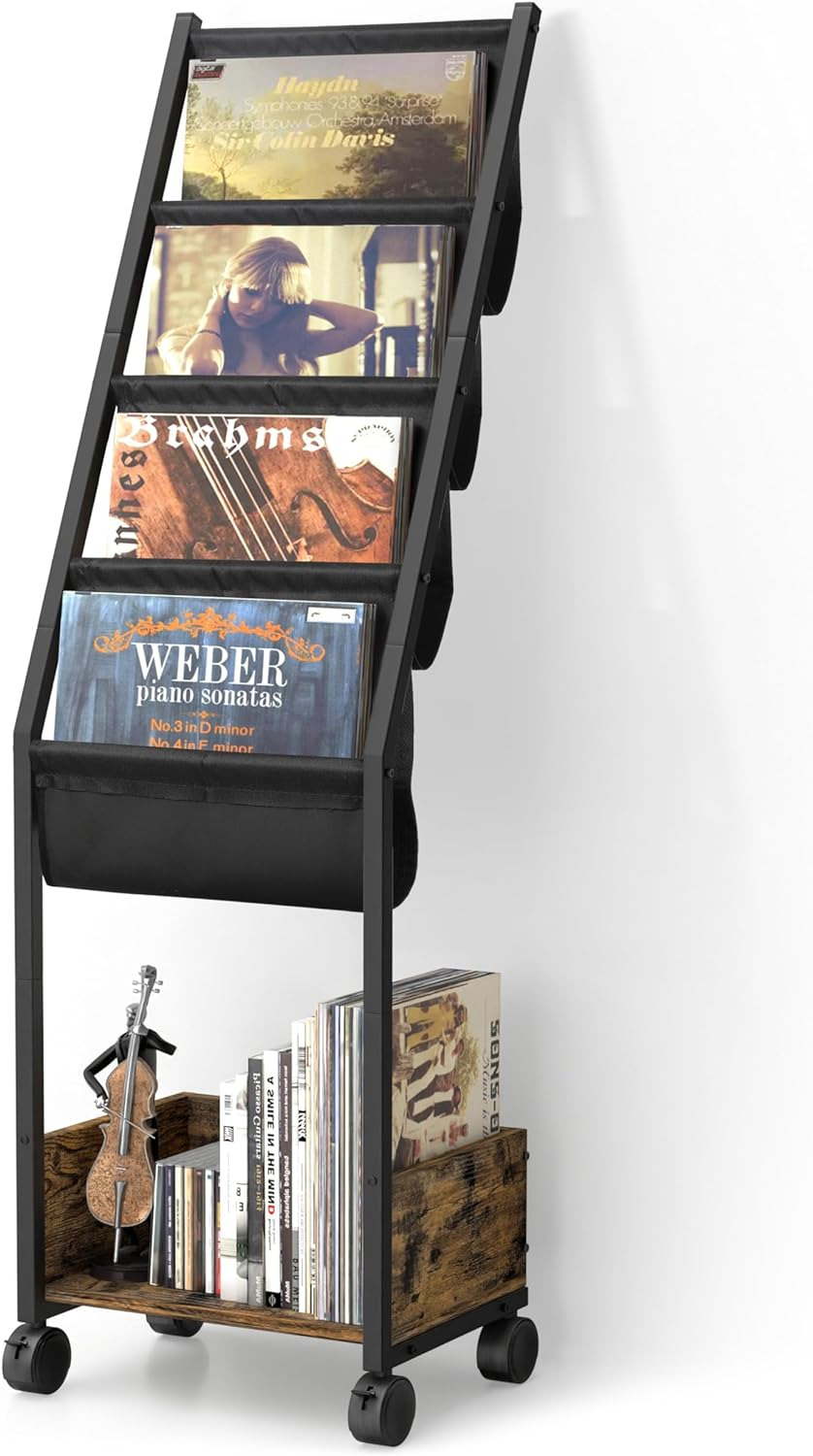 Vinyl Record Storage, Record Holder up to 100 Albums, Record Stand with 4 Tier V