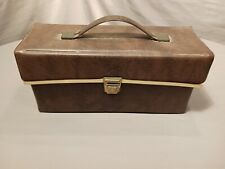 Vintage Faux Leather 8 Track Tape Case Holds 8 Brown Media Suitcase  picture