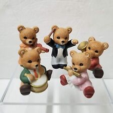 5 Teddy Bear Band Figurine Set HOMCO Orchestra Flute Drums Violin Figurines picture