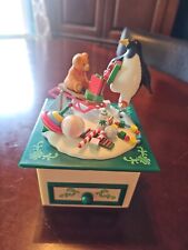 Vintage 1992 Schmid Winter Wonderland Christmas Music Box with Penguin picture