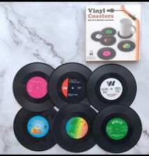 Nostalgic Coasters Vintage Vinyl Record Drink Coasters Mini Funny Album 6pc  picture