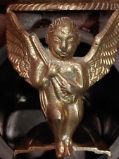 Vintage Angels Angel Cherub Stand Brass Holder Decor Antique Holding Guitar picture