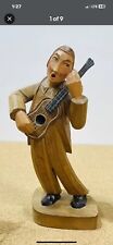 Vtg ANRI Wood Carved Figures Music Guitar Made in Italy 7' picture