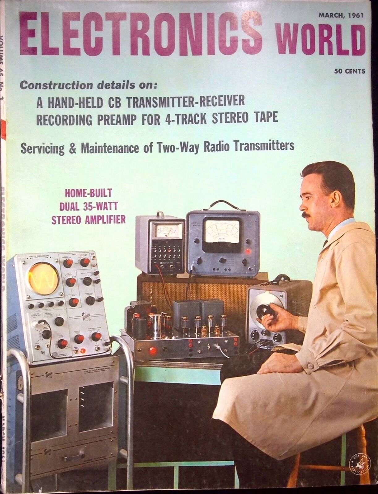DUAL 35-WATT STEREO AMPLIFIER - ELECTRONICS WORLD MAGAZINE, MARCH, 1961