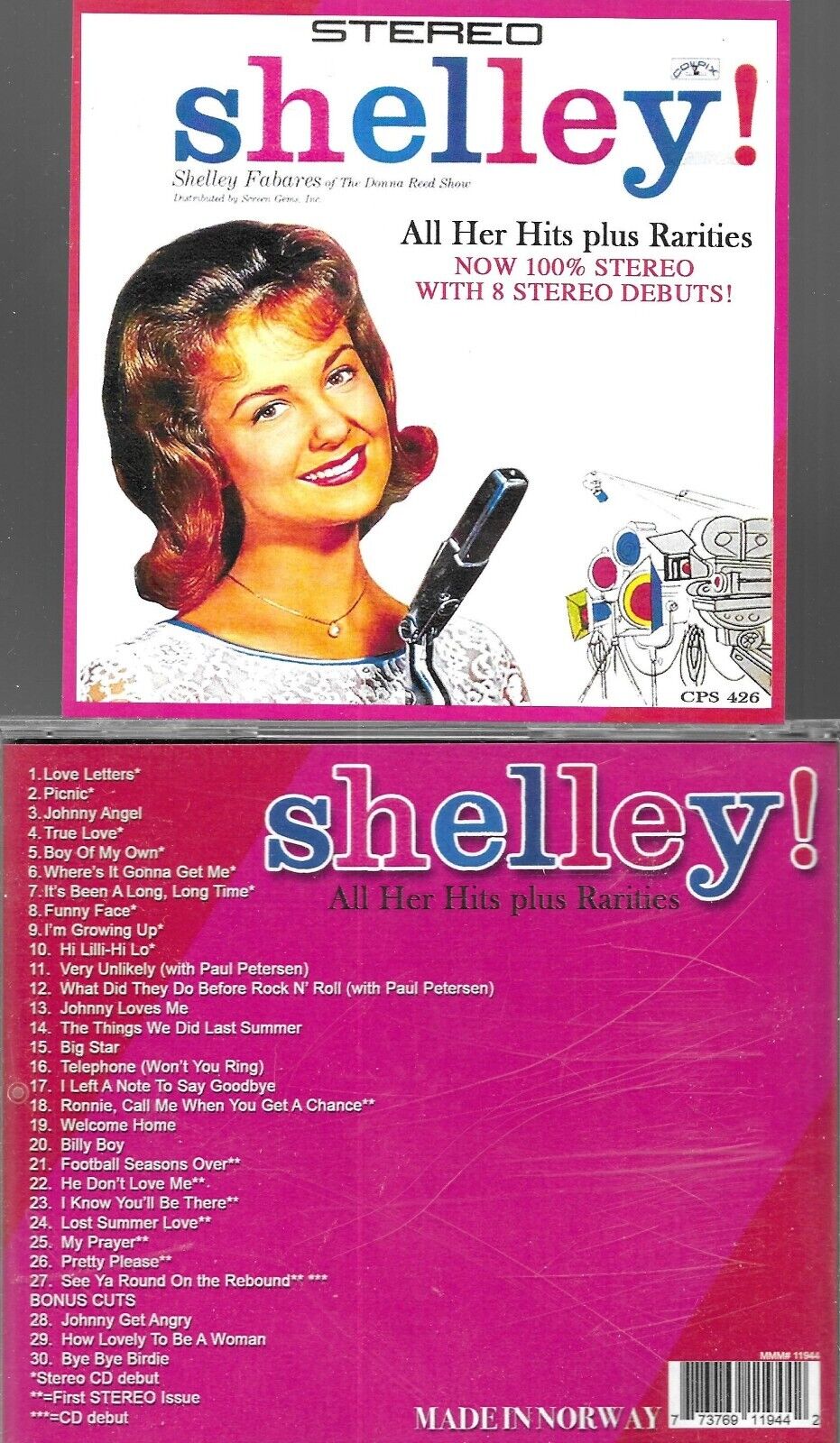 SHELLEY FABARES-SHELLEY 1ST LP IN STERE0-ALL HITS + RARITIES-100% STEREO