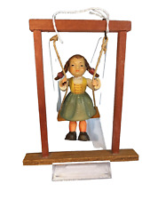 Vintage Piece Little Girl On A Swing Probably Off A Music Box No Markings picture