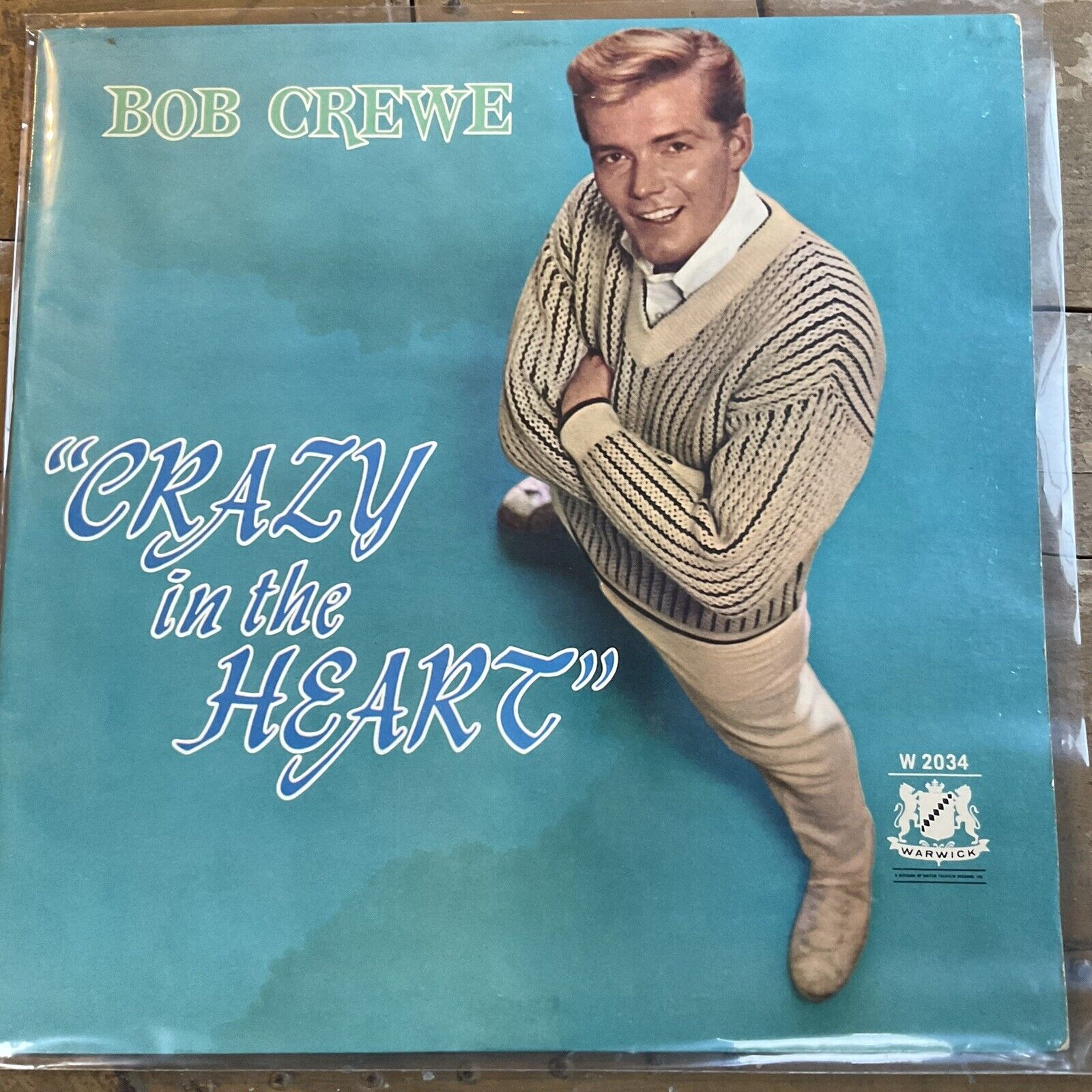 BOB CREWE CRAZY IN THE HEART/Warwick Rec/EX/VG+ Custom Inn Poly AlbumSlee 1961