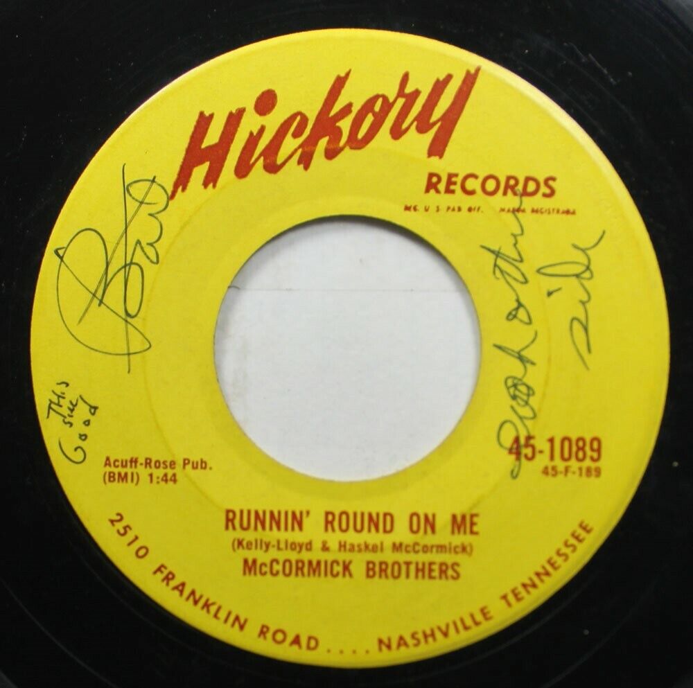 Hear Country 45 Mccormick Bros - Runnin Round On Me / Banjo Trot On Hickory
