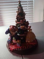 RARE VINTAGE DISNEY BEAUTY AND THE BEAST CHRISTMAS TREE STATUE Music & Lights 8” picture