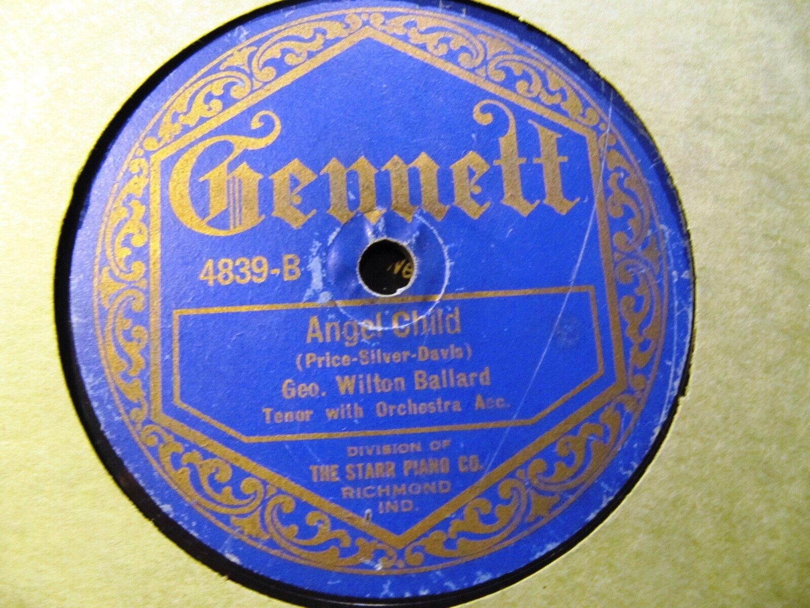1922 Hit Song GENNETT George Wilton Ballard ANGEL CHILD/ Time after Time 4839