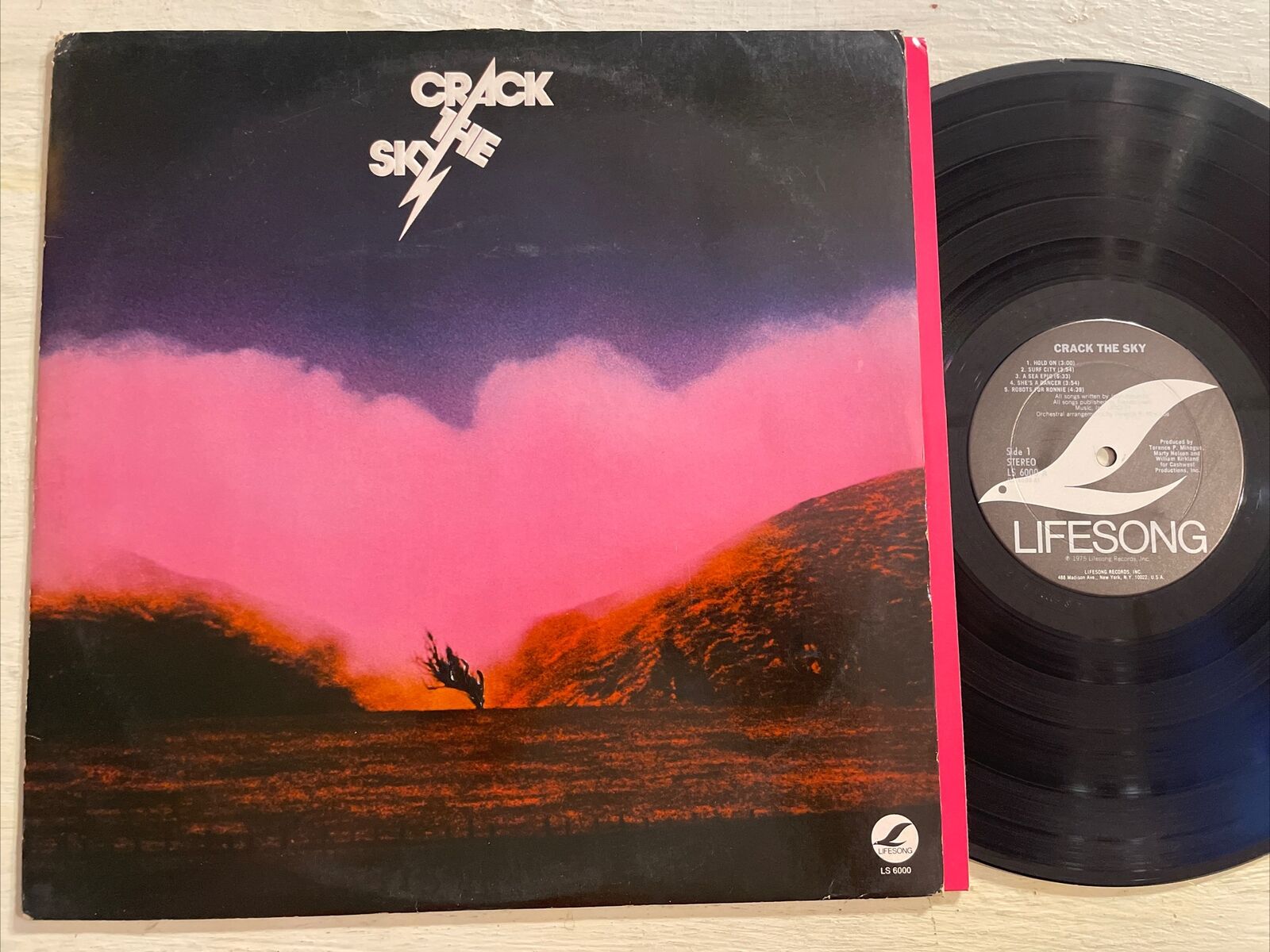 Crack The Sky Self Titled LP Lifesong 1st USA Press 1975 Embossed + Inner EX