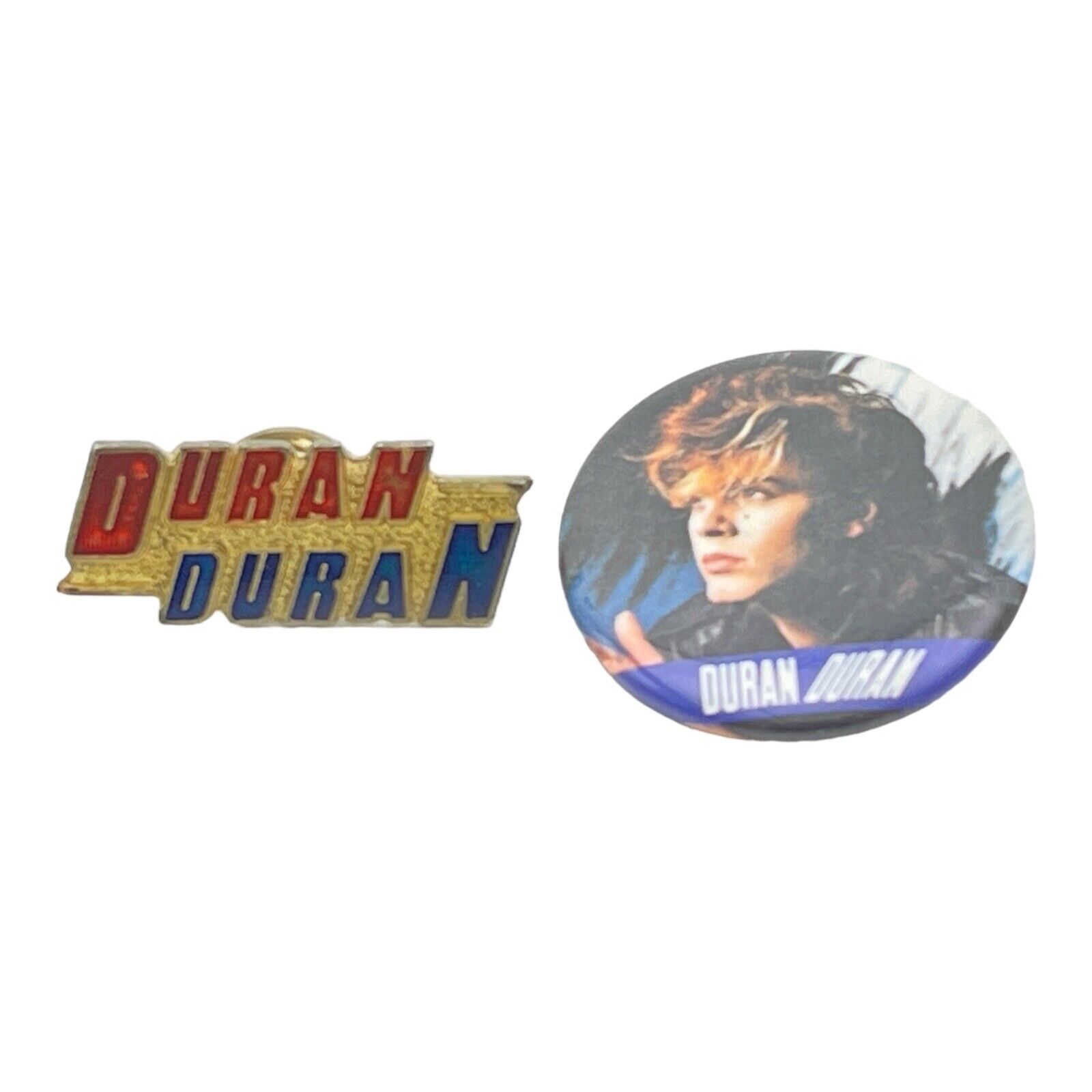 Vintage 80s Duran Duran Music Pin Button Lot of 2