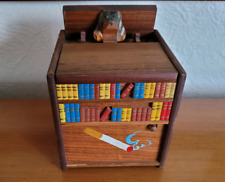 Vintage Wood Music Box Mechanical Cigarette Dispenser Books Pop Up Dog/ Working picture