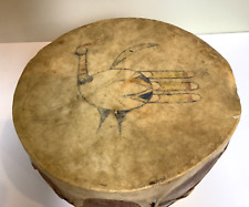 RARE  1920-30’s NATIVE AMERICAN HAND PAINTED RAWHIDE POW WOW  DRUM picture