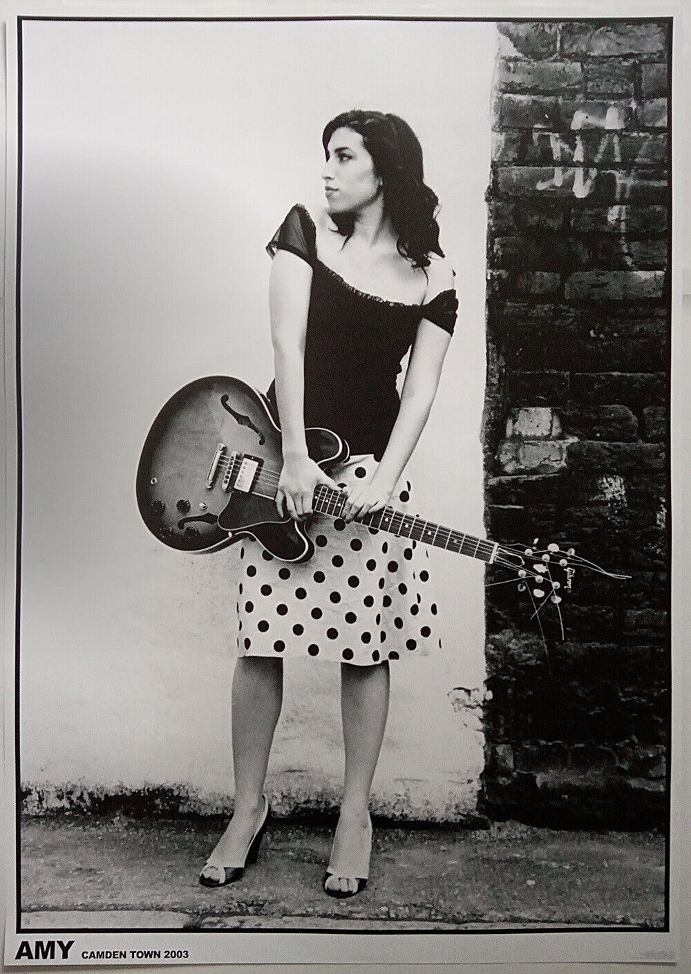 AMY WINEHOUSE Poster Camden Town 2003 With Gibson 335 Guitar