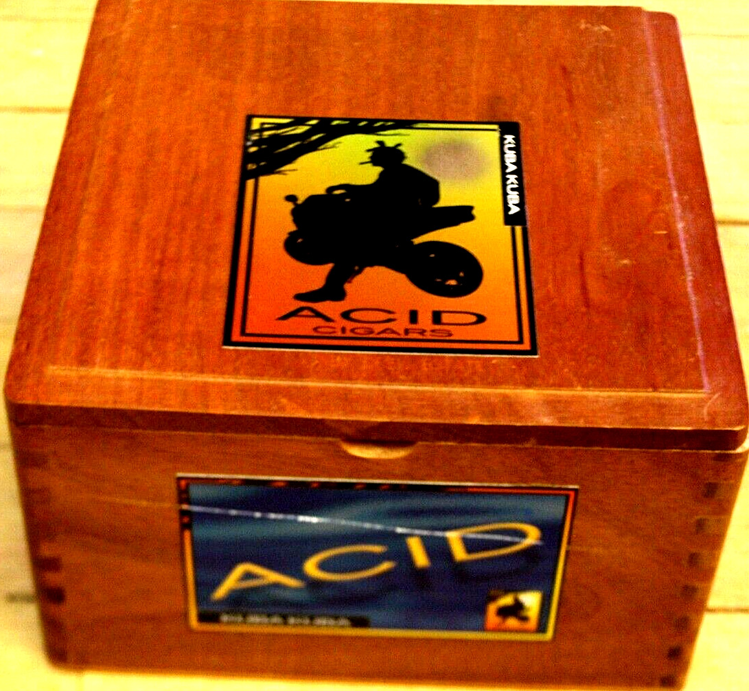 Wood Cigar Box DREW ESTATE ACID KUBA Motorcycle Storage Guitar 7x7 MULTIPLE QTY