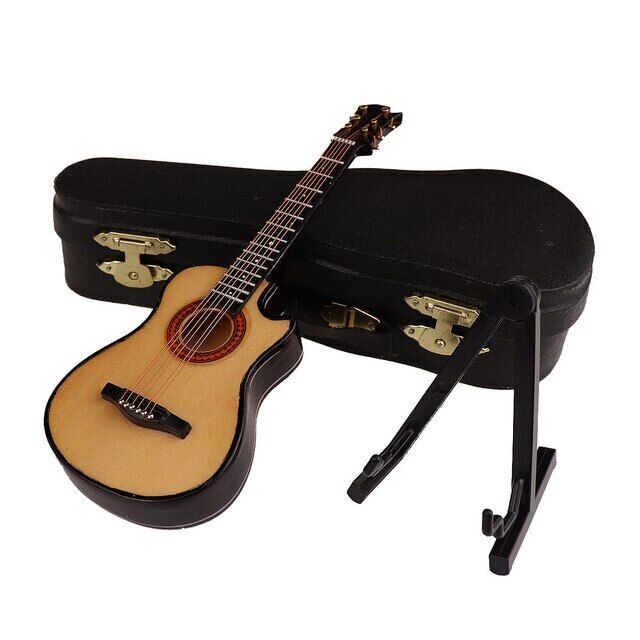Mini Classical Guitar Wooden Spot Miniature Model Musical Instrument Ornament