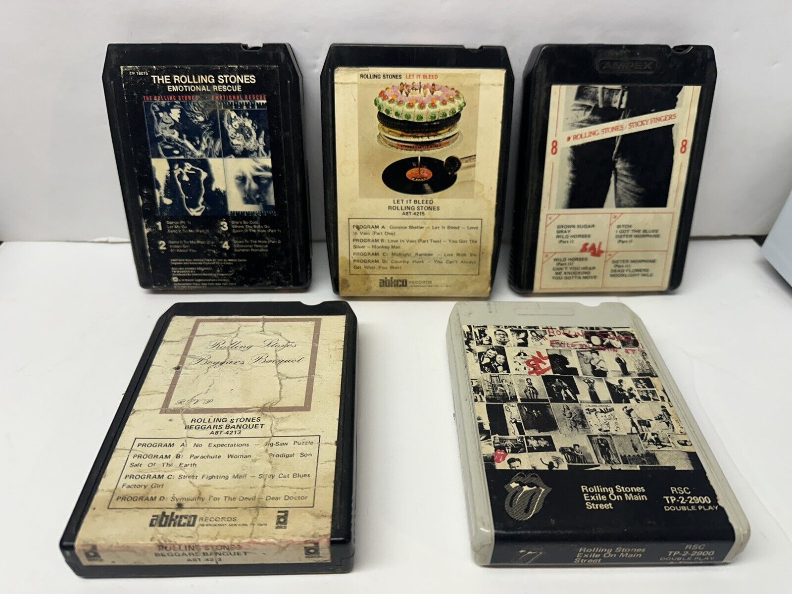 Lot 5 ROLLING STONES 8 Track  TESTED WORKS Sticky Fingers Let It Bleed Exile ++