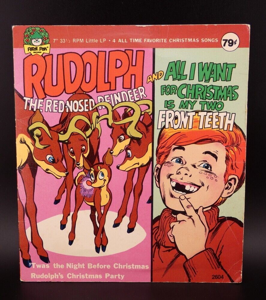 Vintage Christmas Peter Pan Rudolph the Red Nosed Reindeer Vinyl Record 33 RPM