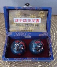 VINTAGE CHINESE BAODING BALLS STRESS RELIEF MEDITATION CHIME MUSIC IN BOX picture