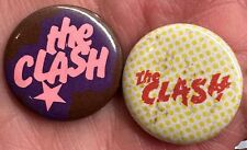 2 Vintage THE CLASH Pin PINBACK Button PUNK Rock N’ Roll BADGE Advertising Star picture