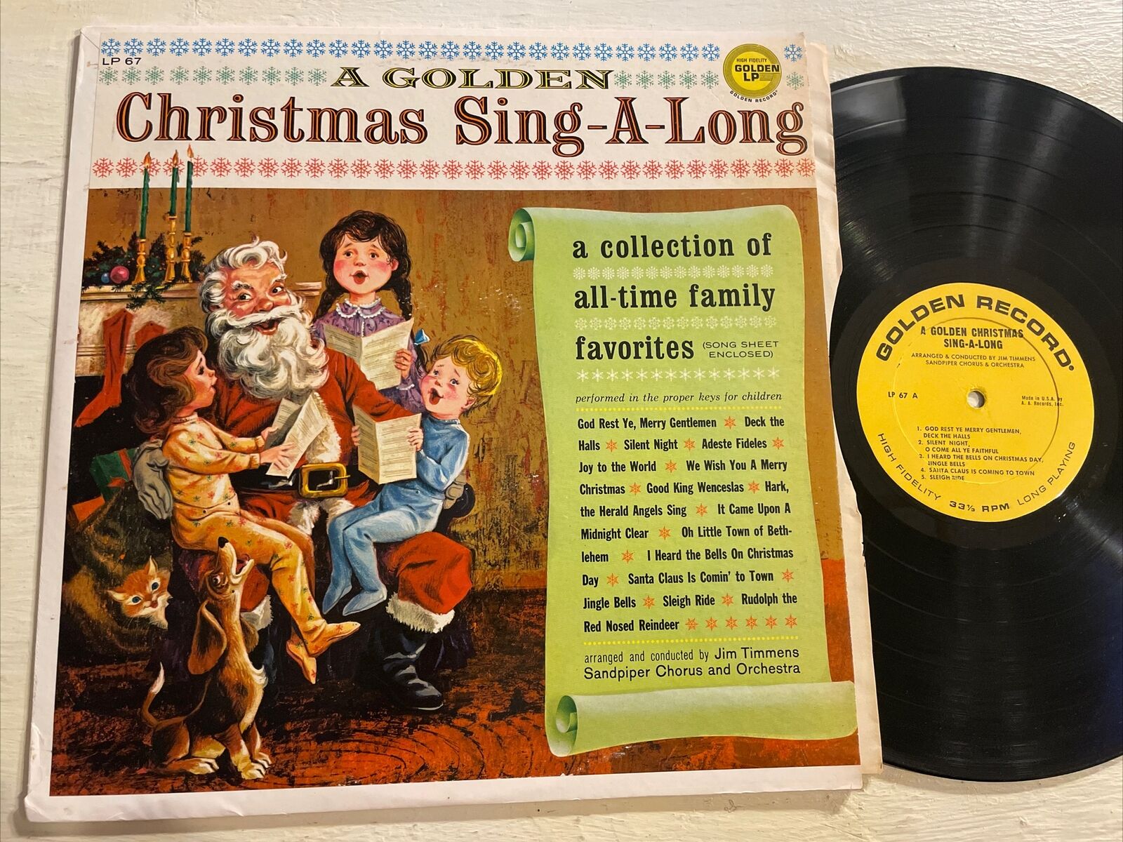 A Golden Christmas Sing-A-Long Jim Timmens LP Golden Record Holiday Mono M-