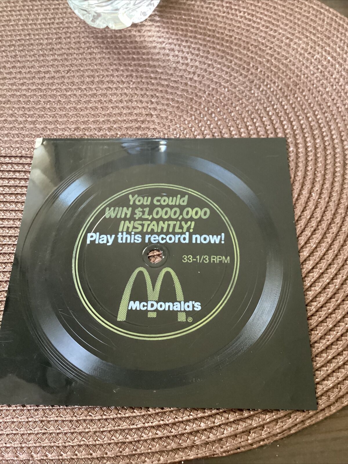 1988 Vintage Record You Could Win $1,000,000 Instantly McDonalds Promo