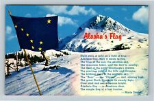 AK-Alaska's Flag 49th State Song Lyrics by Marie Drake Chrome Postcard picture