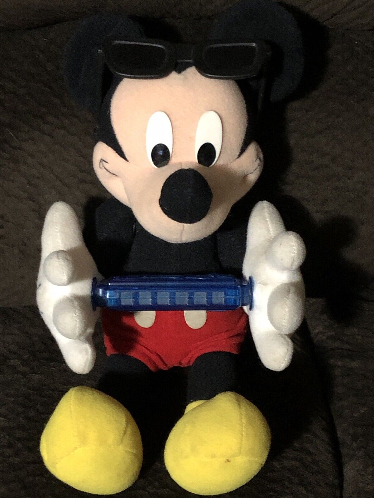 Plush Mickey Mouse Playing Harmonica 