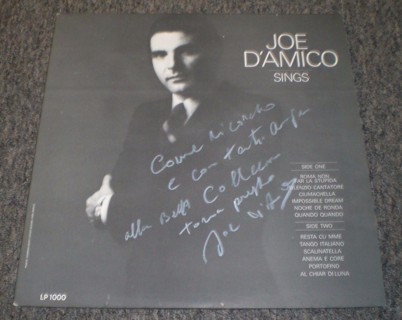 Joe D'Amico Sings~AUTOGRAPHED~RARE Private Italian Male Vocal~VG++ Vinyl