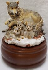 Vintage North American Wolves Rocky Mountain Wolf & Cubs Westland Music Box  picture