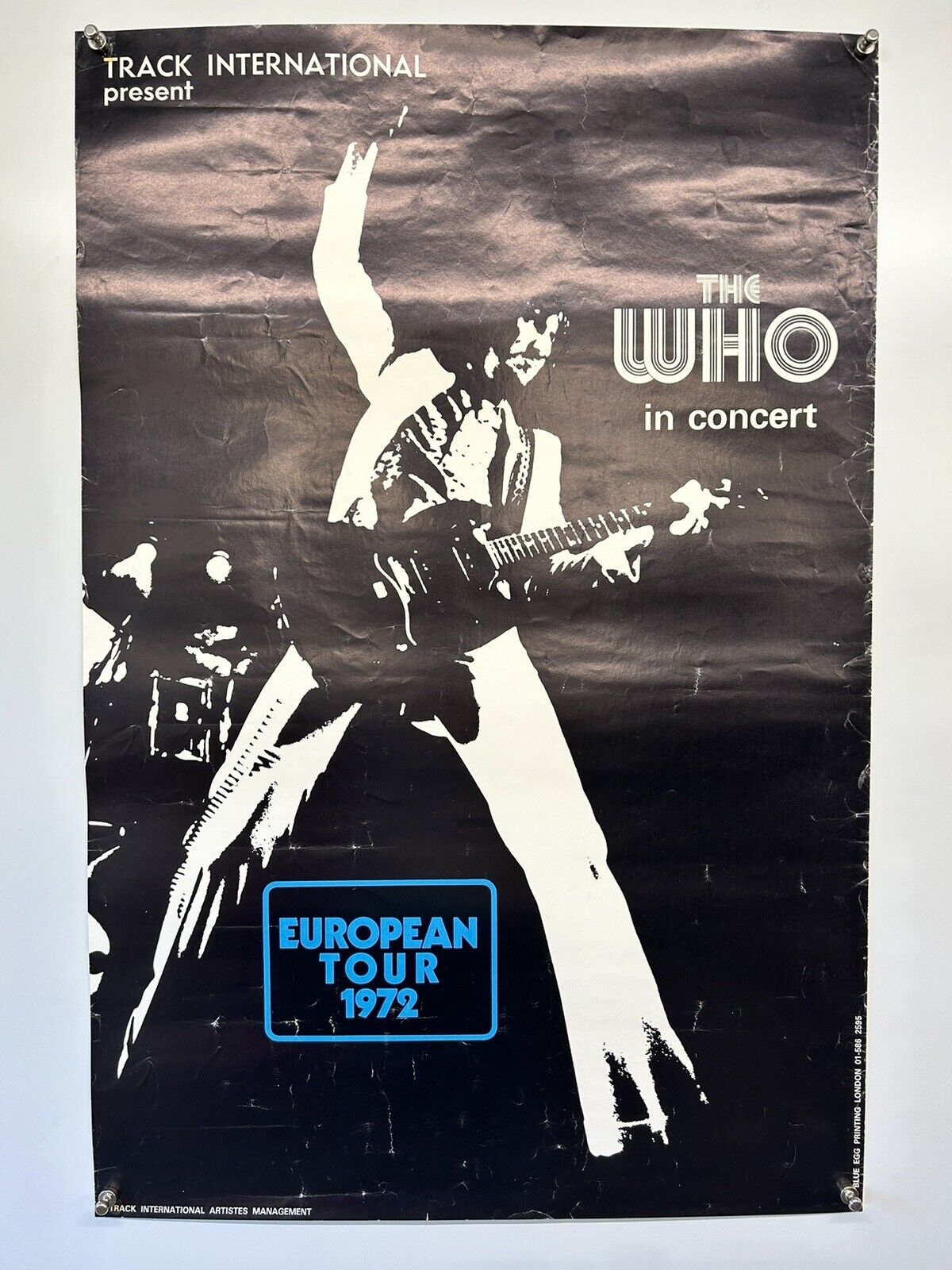 The Who European Tour Poster Original Vintage Blue Egg Printing In Concert 1972