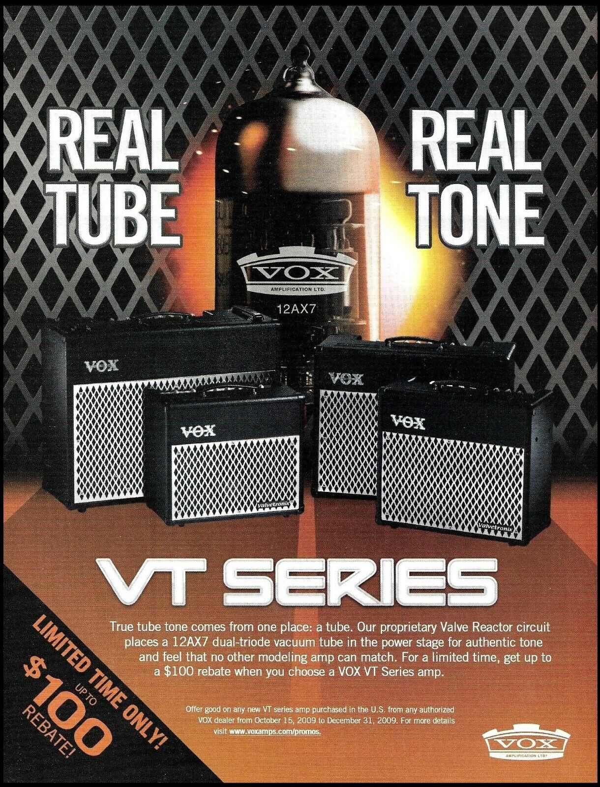 Vox VT Series Amplifier 2009 advertisement 8 x 11 guitar amp ad print