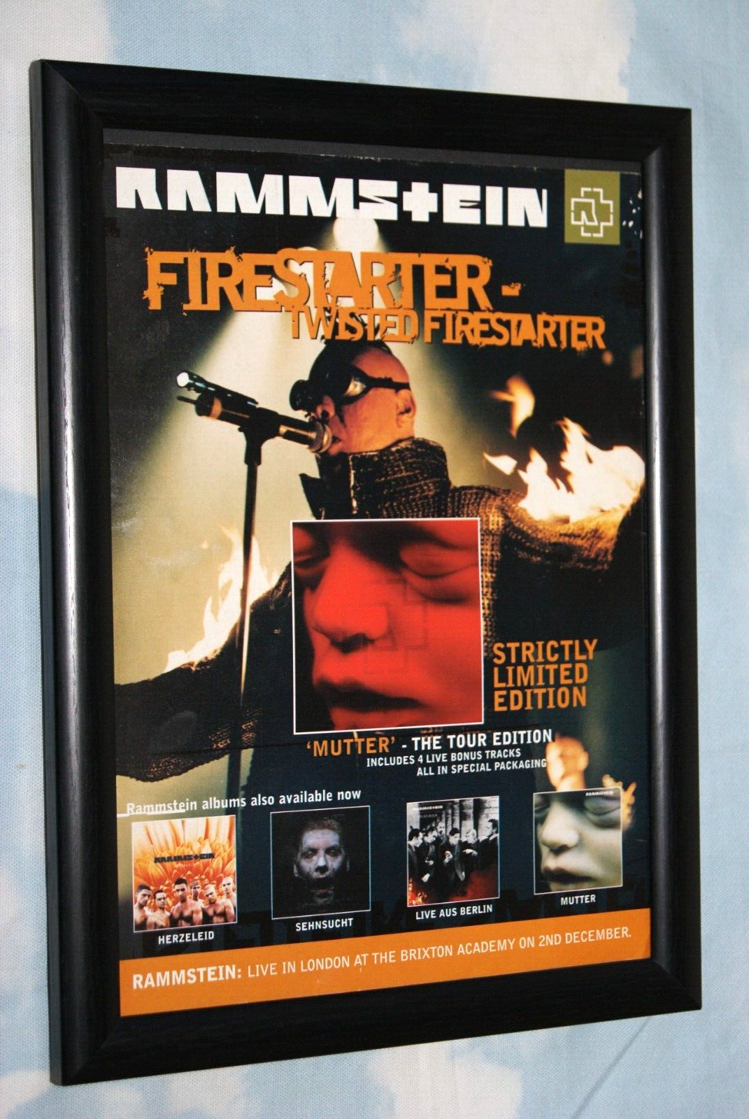RAMMSTEIN band framed A4 2001 ` nutter ` ALBUM original ART poster