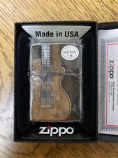 ZIPPO Guitar Wood Grain Antique Guitar Unused From Japan picture