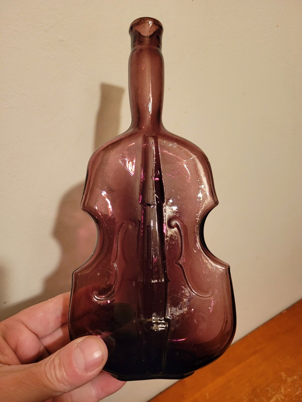 Antique Hand Blown Pontil Deep Purple Banjo Bottle