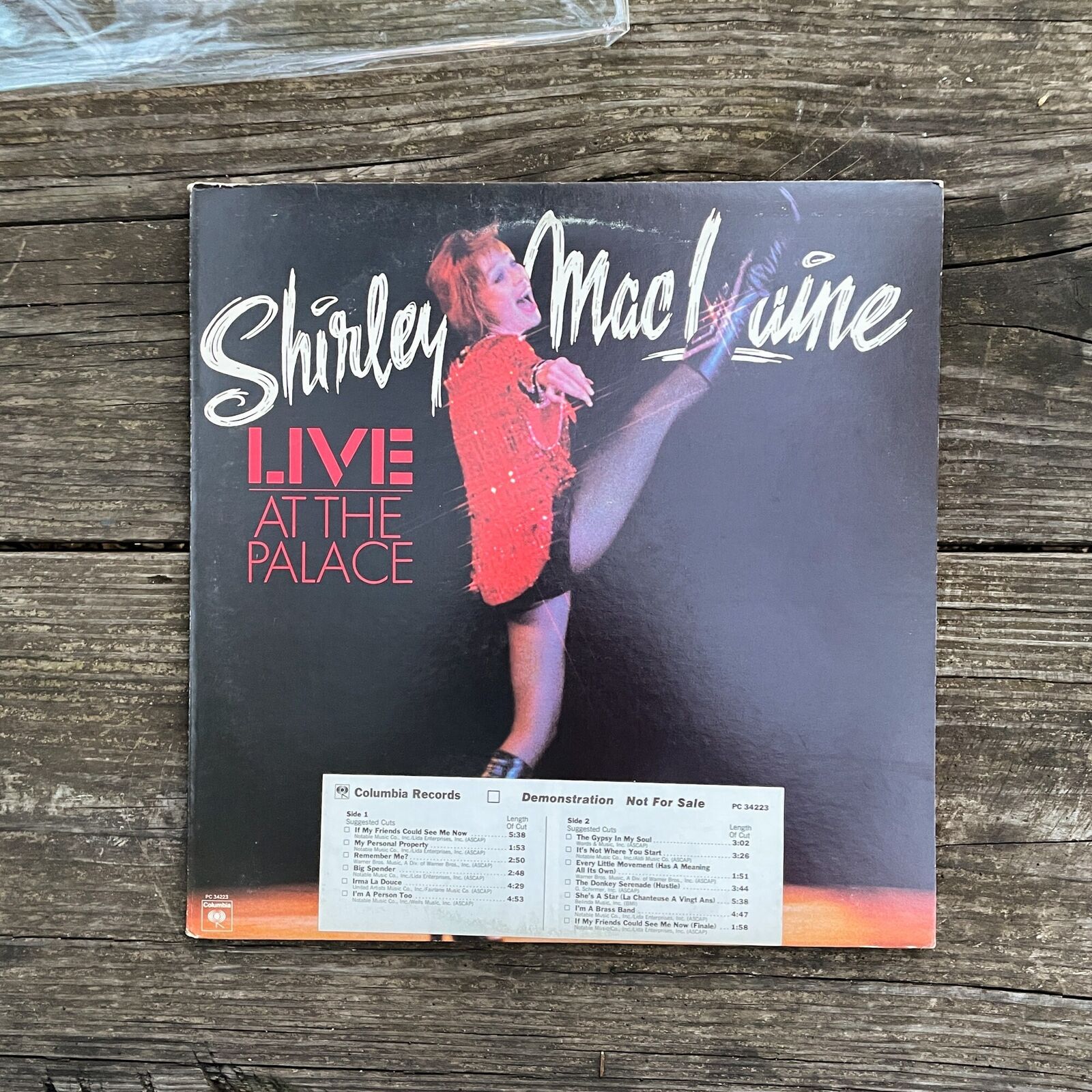 Shirley MacLaine – Live At The Palace - Vinyl LP Record - 1976