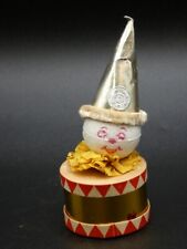 Vintage Christmas Putz Foiled Cardboard Elf Clown Drum Candy Container Denmark picture