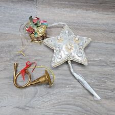 Christmas Ornament Lot Drum & Horn & Star Vintage Mixed Lot Hanging picture