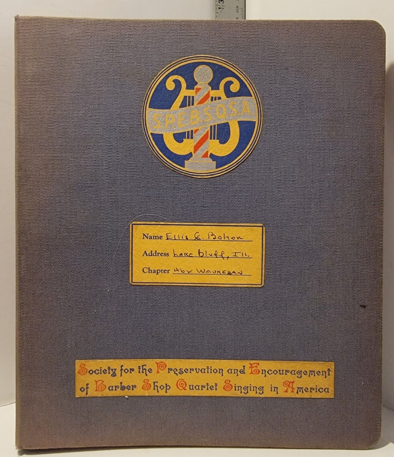 S.P.E.B.S.Q.S.A.   Barber Shop Quartet  1950's   Notebook  SHIPS FREE