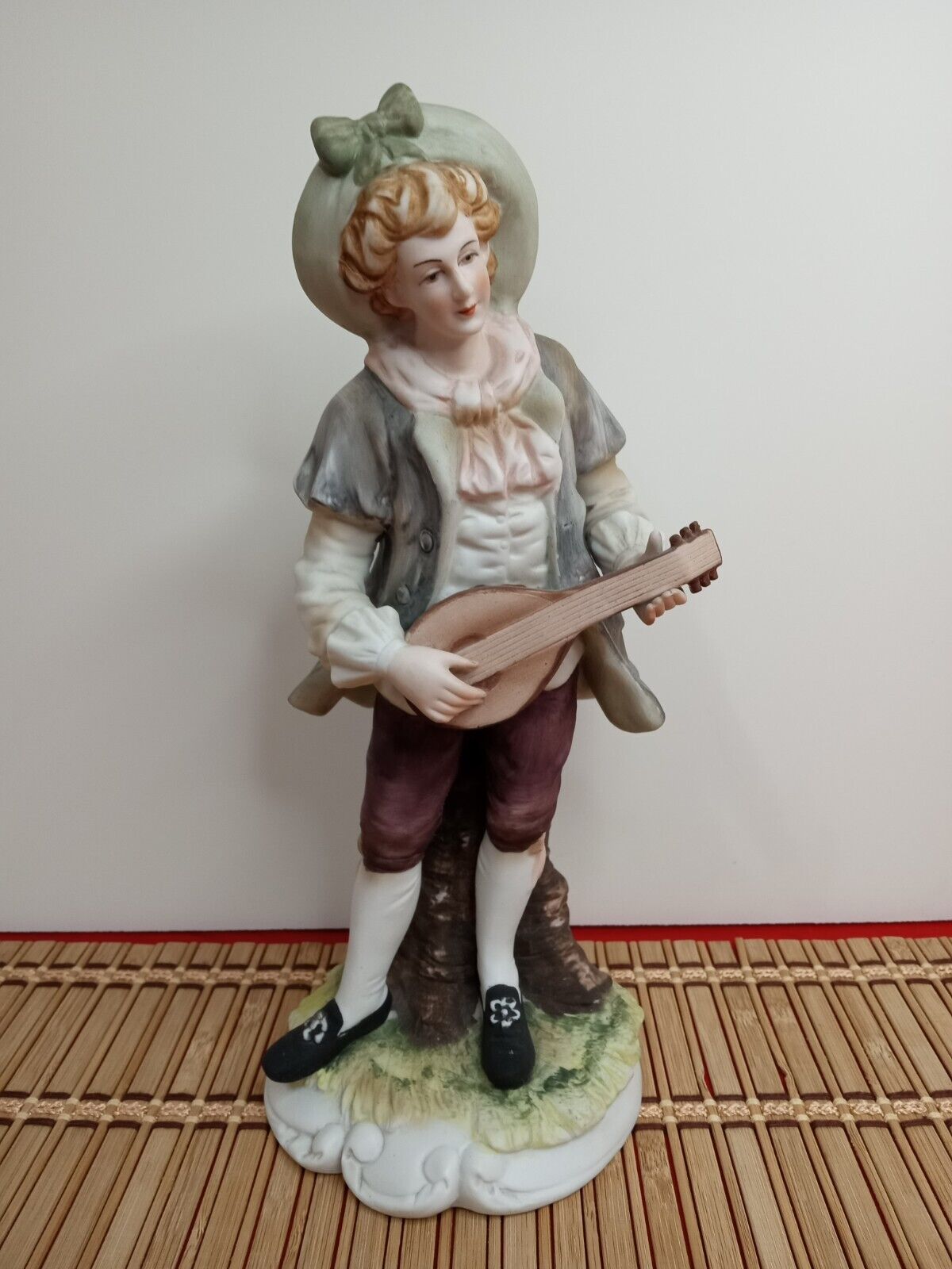 Figurine Boy With Lute / Guitar Hand Painted KW365 Vintage Lefton China