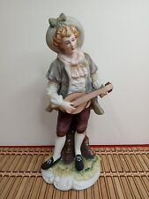 Figurine Boy With Lute / Guitar Hand Painted KW365 Vintage Lefton China picture