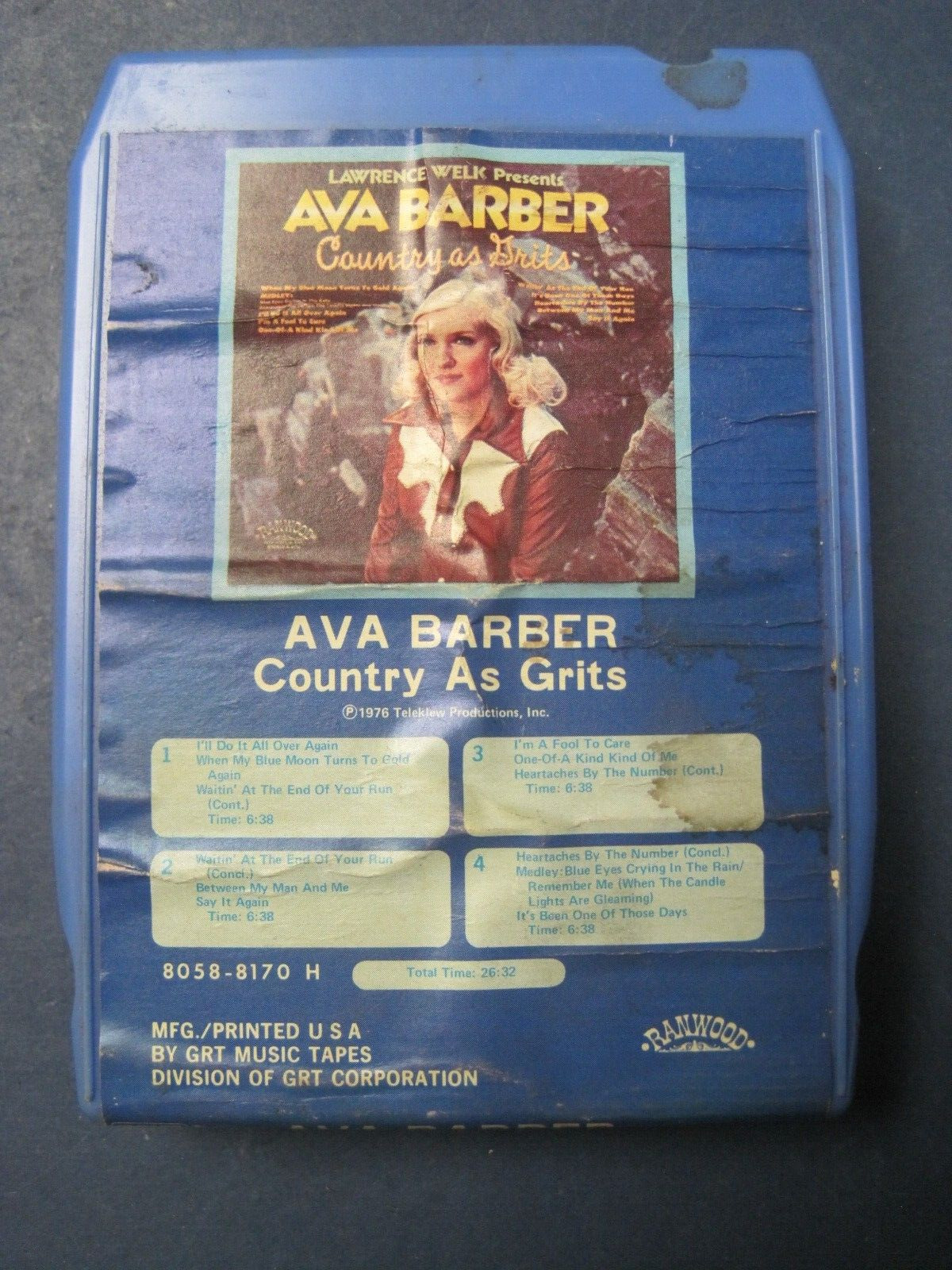 Vintage Ava Barber Country As Grits 8 Track Tape