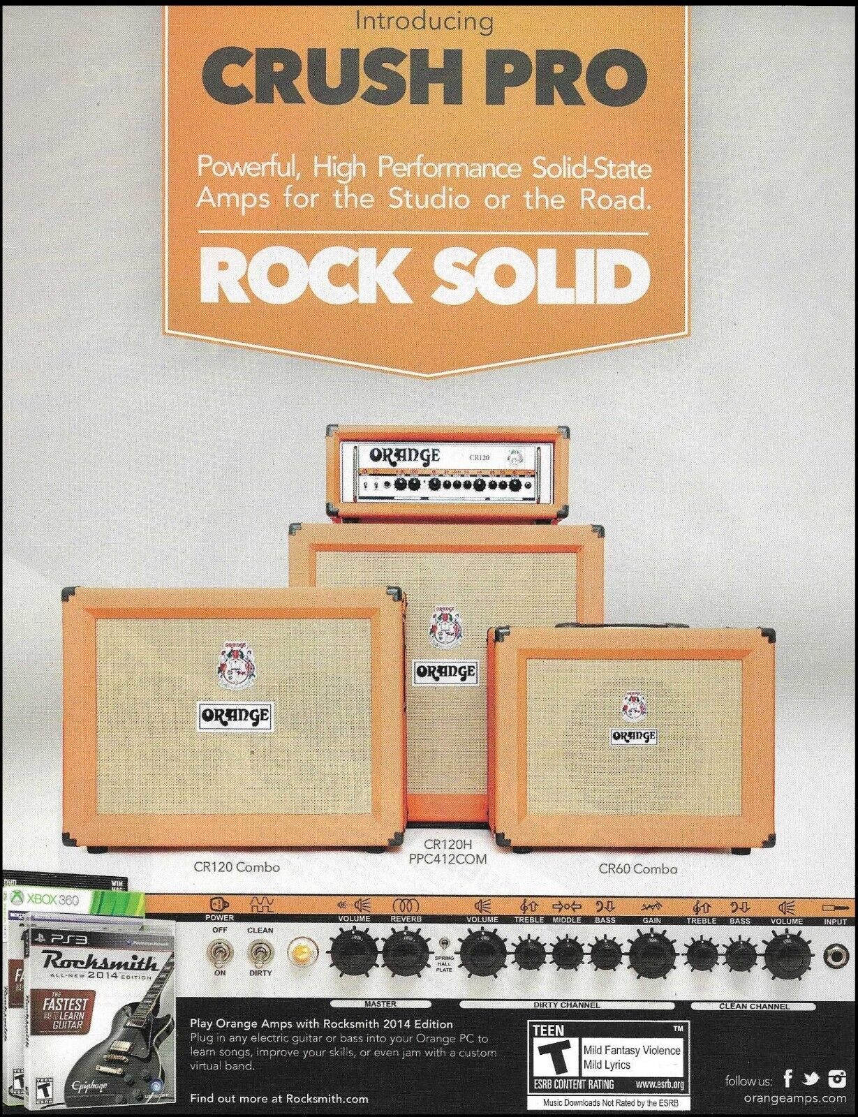 Orange Crush Pro Series Guitar Amp CR120C CR60C CR120H Head amplifier ad print