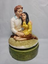Vintage Napco Music Box Couple Hugging rotating figures picture