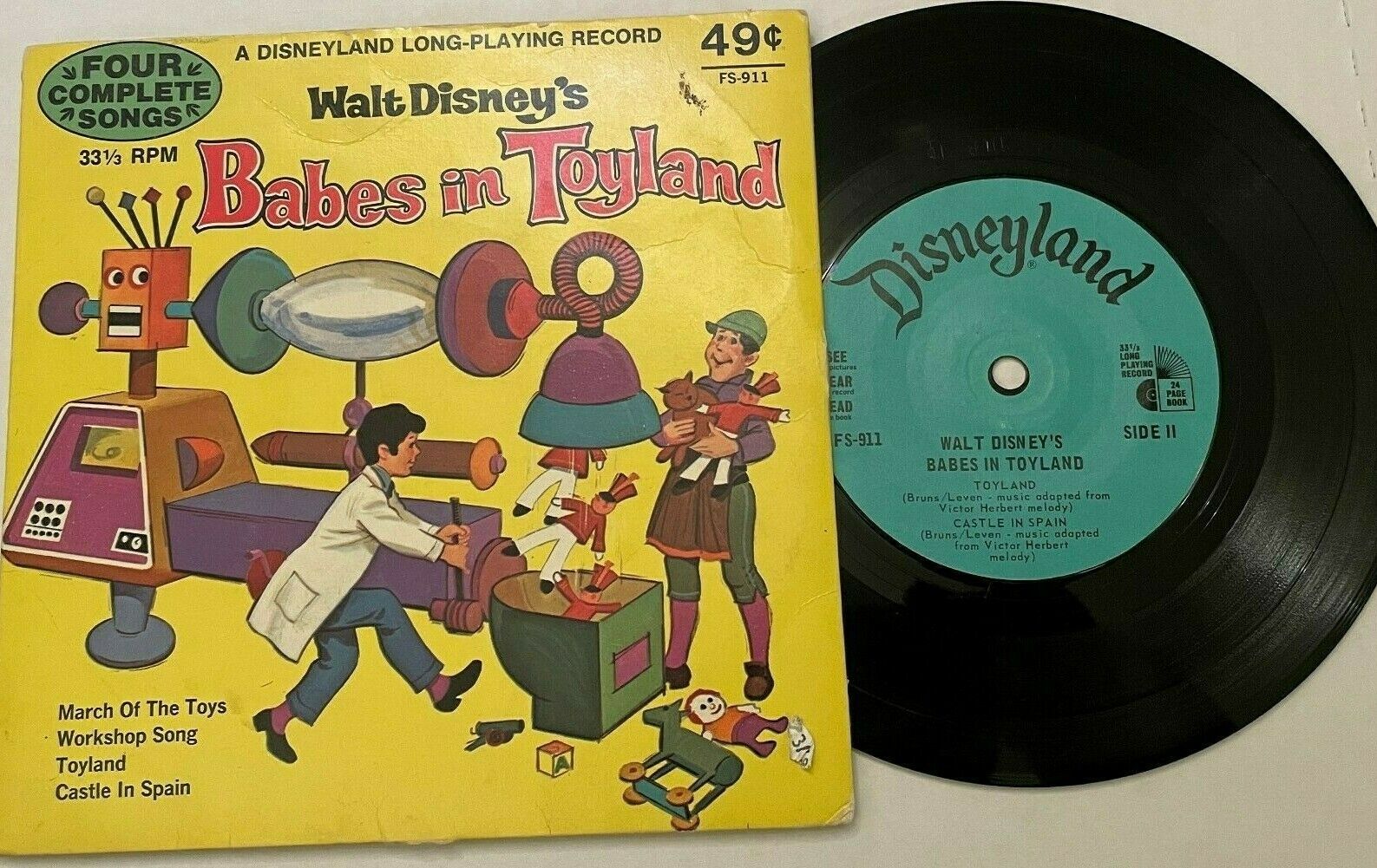 Babes In Toyland Vinyl Record Disney Vintage 45 RPM 1972