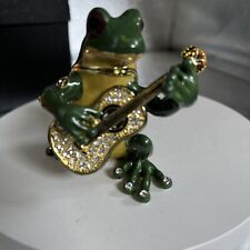 FROG PLAYING GUITAR TRINKET BOX BY KEREN KOPAL NICE COLLECTOR PIECE picture