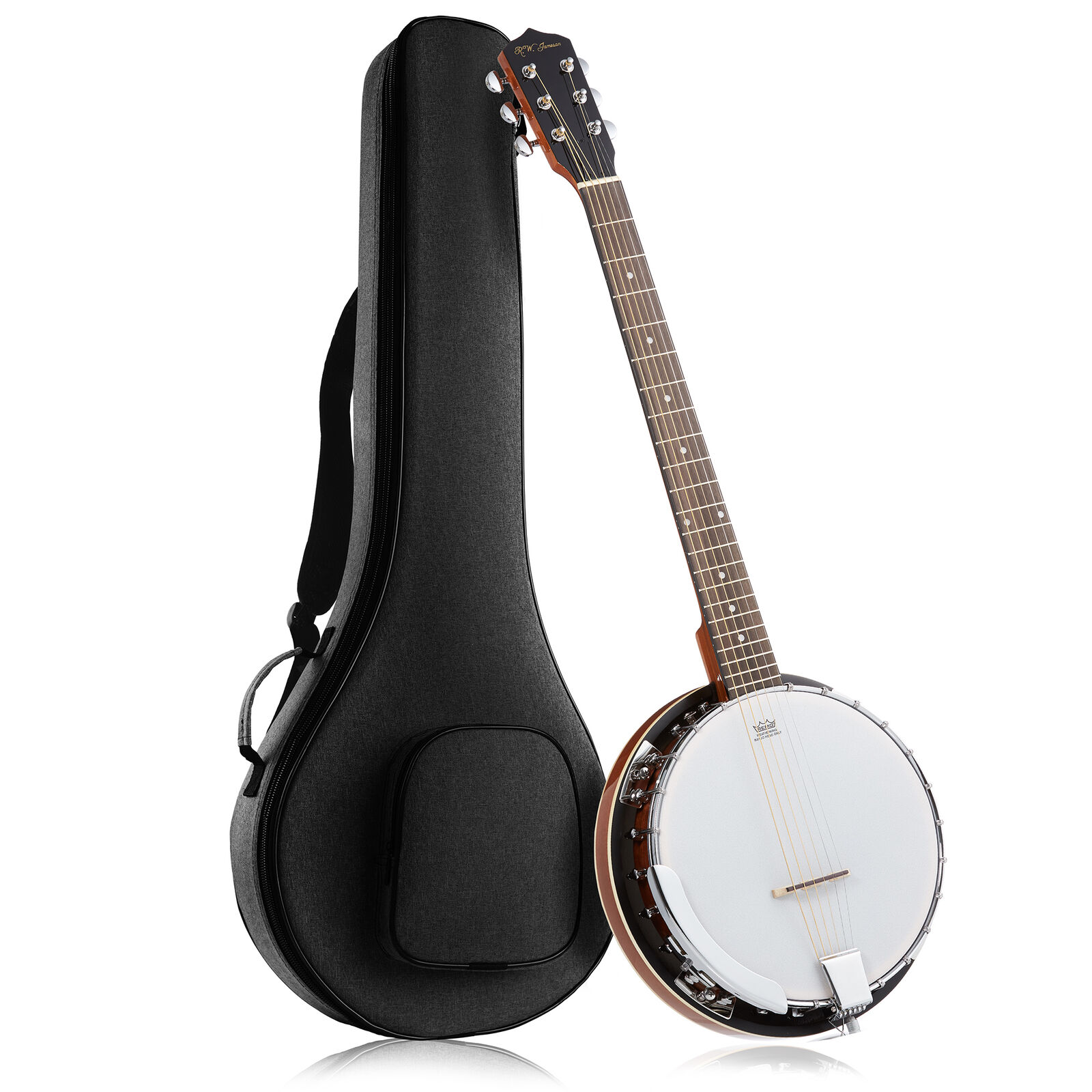 6-String Banjo Guitar with Closed Solid Back Resonator and 24 Brackets